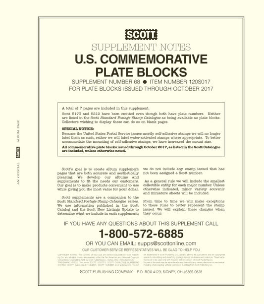 Scott US Commemorative Plate Blocks 2017 #68