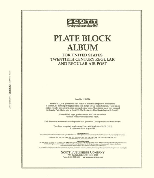 Scott US Regular Plate Blocks 1918-1991