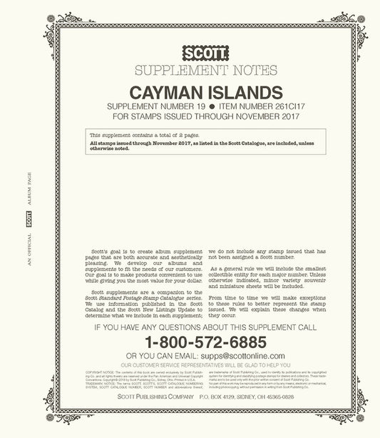 Scott Cayman Islands 2017 Supp #19