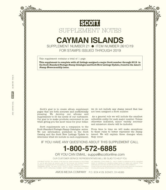 Scott Cayman Islands 2019 Supp #21