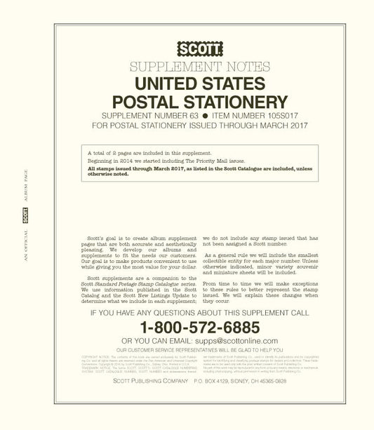 Scott US Postal Stationery 2017 #63