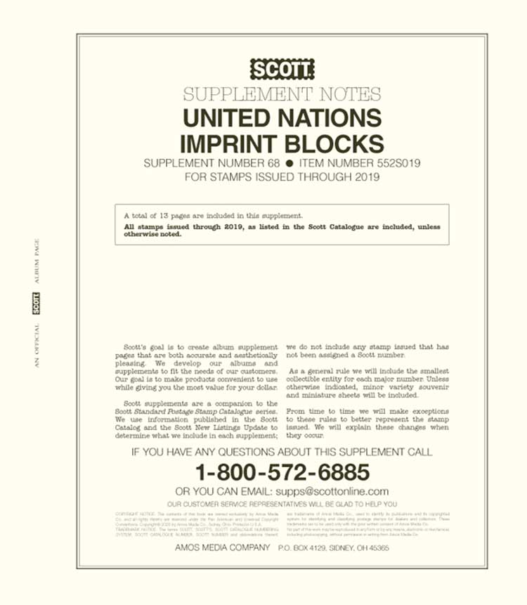 Scott UN Imprint Blocks 2019 #68