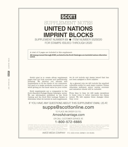 Scott UN Imprint Blocks 2020 #69
