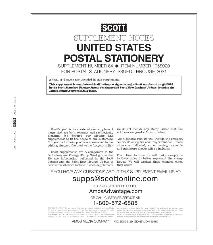 Scott US Postal Stationery 2020 #64
