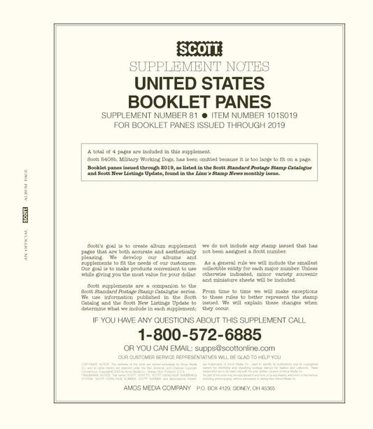 Scott US Booklet Pane 2019 #81